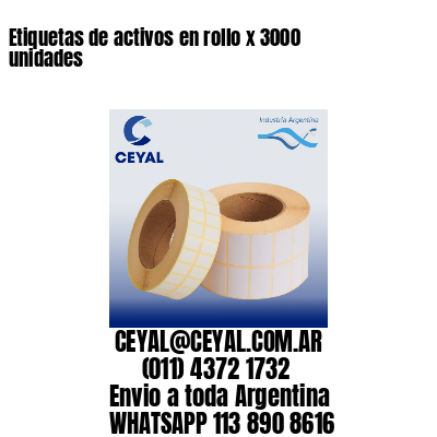 Etiquetas de activos en rollo x 3000 unidades