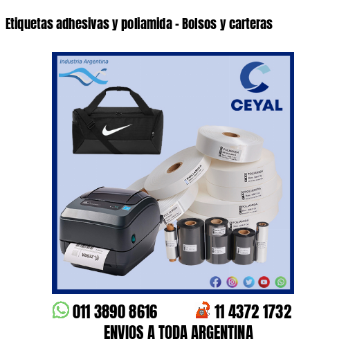 Etiquetas adhesivas y poliamida – Bolsos y carteras