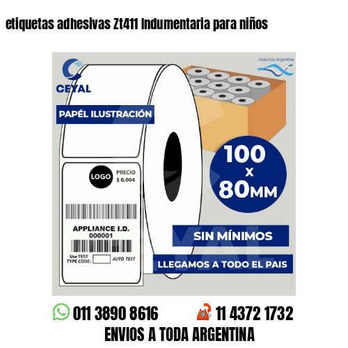 etiquetas adhesivas Zt411 Indumentaria para niños