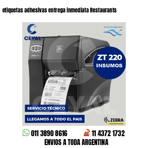 etiquetas adhesivas entrega inmediata Restaurants