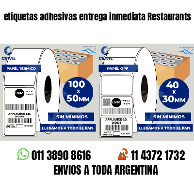 etiquetas adhesivas entrega inmediata Restaurants