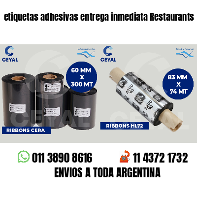 etiquetas adhesivas entrega inmediata Restaurants