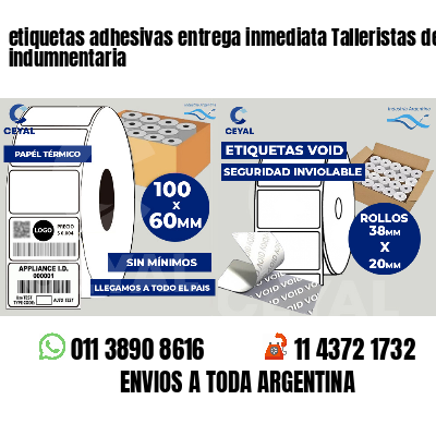 etiquetas adhesivas entrega inmediata Talleristas de indumnentaria