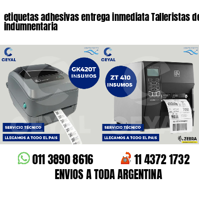 etiquetas adhesivas entrega inmediata Talleristas de indumnentaria