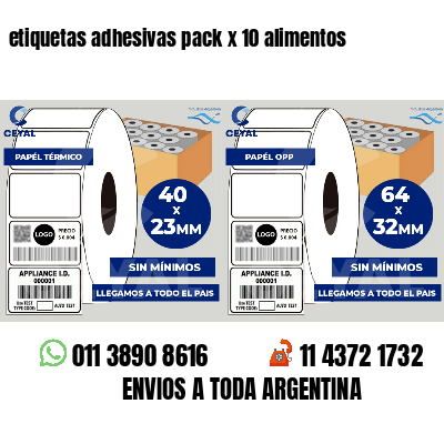 etiquetas adhesivas pack x 10 alimentos