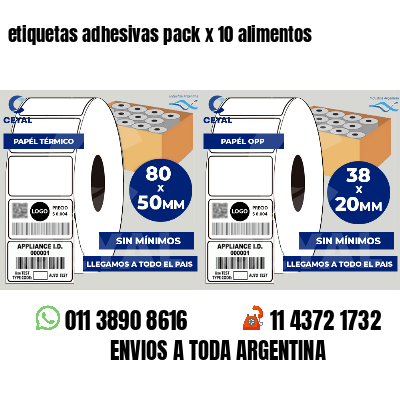 etiquetas adhesivas pack x 10 alimentos