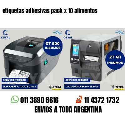 etiquetas adhesivas pack x 10 alimentos