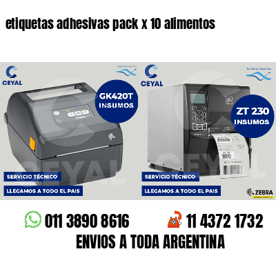 etiquetas adhesivas pack x 10 alimentos