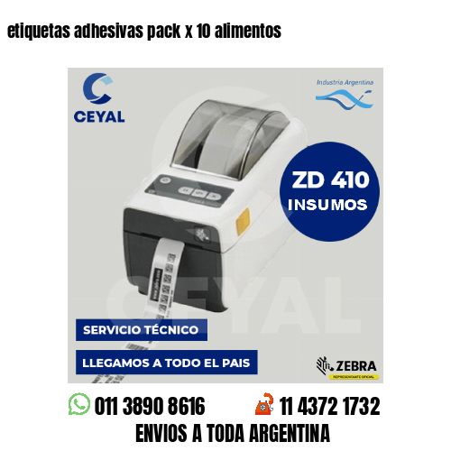 etiquetas adhesivas pack x 10 alimentos