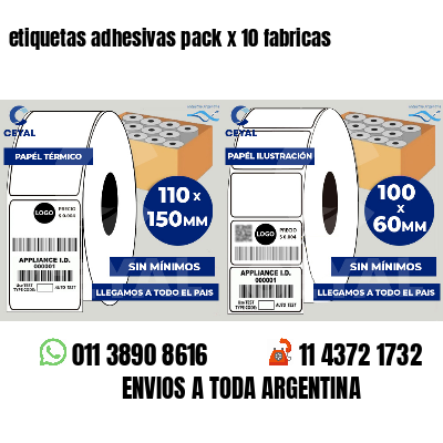 etiquetas adhesivas pack x 10 fabricas