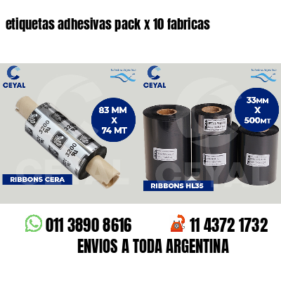 etiquetas adhesivas pack x 10 fabricas