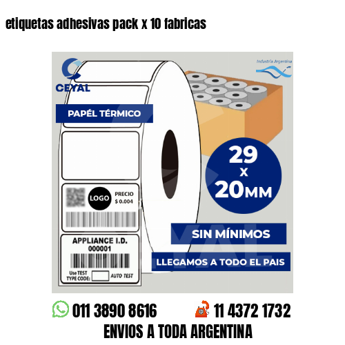 etiquetas adhesivas pack x 10 fabricas