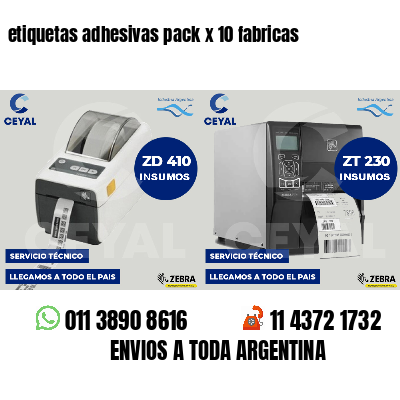 etiquetas adhesivas pack x 10 fabricas