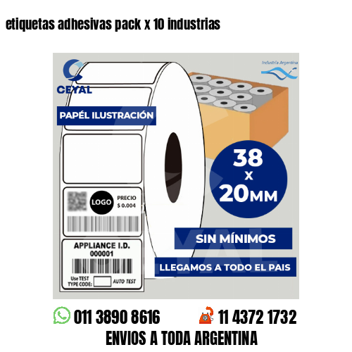 etiquetas adhesivas pack x 10 industrias