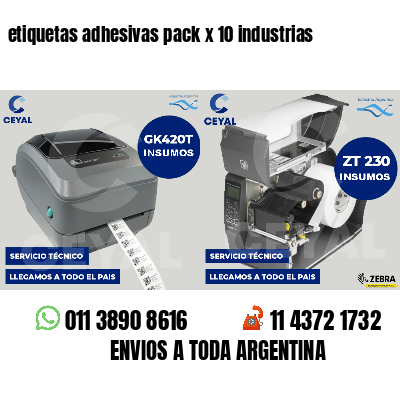 etiquetas adhesivas pack x 10 industrias