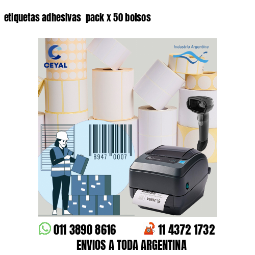 etiquetas adhesivas  pack x 50 bolsos