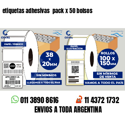 etiquetas adhesivas  pack x 50 bolsos