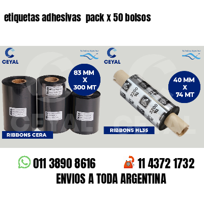 etiquetas adhesivas  pack x 50 bolsos