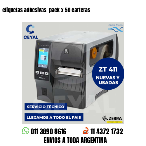 etiquetas adhesivas  pack x 50 carteras