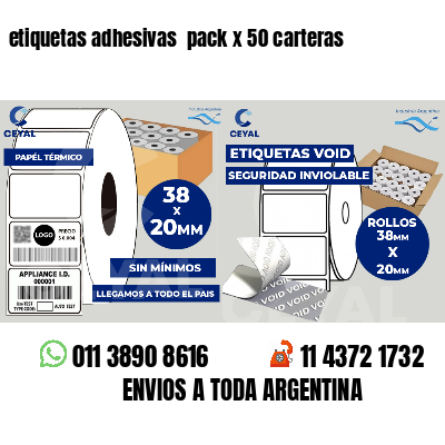 etiquetas adhesivas  pack x 50 carteras