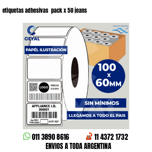 etiquetas adhesivas  pack x 50 jeans