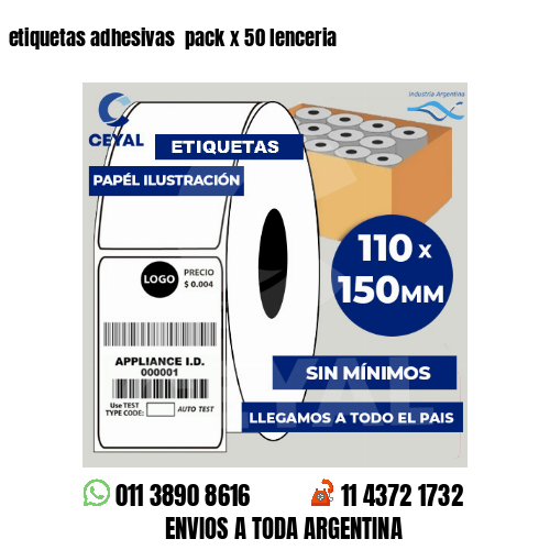 etiquetas adhesivas  pack x 50 lenceria