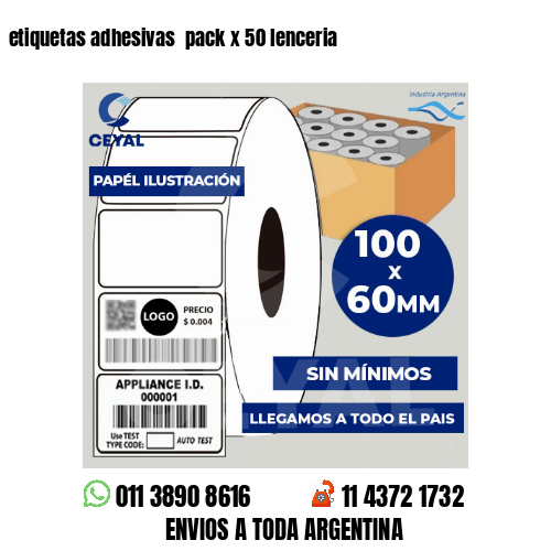 etiquetas adhesivas  pack x 50 lenceria