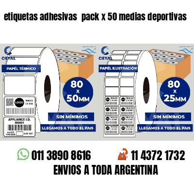 etiquetas adhesivas  pack x 50 medias deportivas