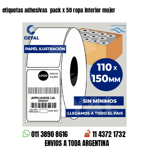 etiquetas adhesivas  pack x 50 ropa interior mujer