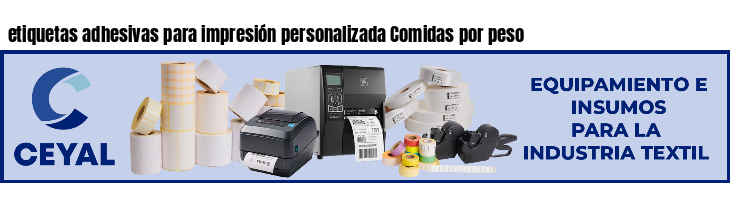 etiquetas adhesivas para impresión personalizada Comidas por peso