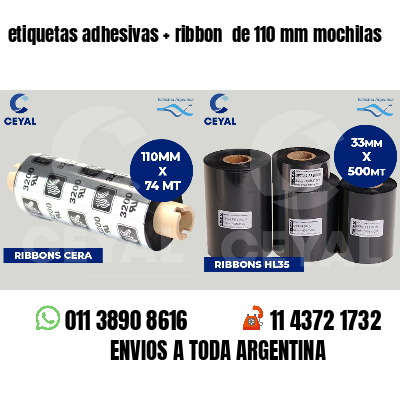 etiquetas adhesivas   ribbon  de 110 mm mochilas