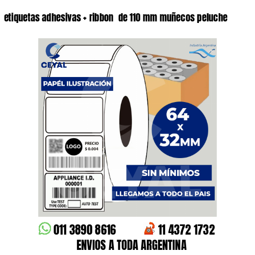 etiquetas adhesivas   ribbon  de 110 mm muñecos peluche