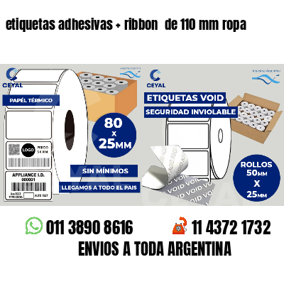 etiquetas adhesivas   ribbon  de 110 mm ropa