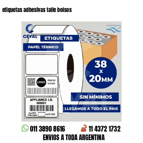 etiquetas adhesivas talle bolsos