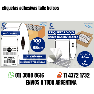 etiquetas adhesivas talle bolsos