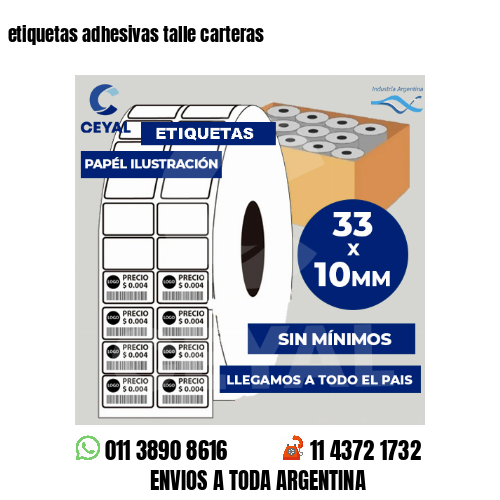 etiquetas adhesivas talle carteras