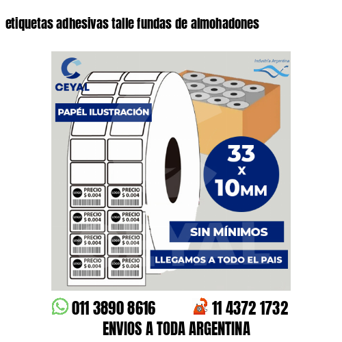 etiquetas adhesivas talle fundas de almohadones