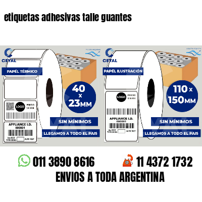 etiquetas adhesivas talle guantes