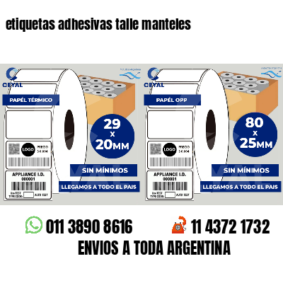 etiquetas adhesivas talle manteles