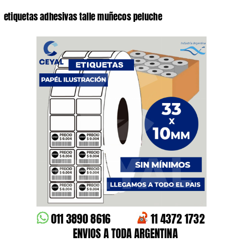 etiquetas adhesivas talle muñecos peluche