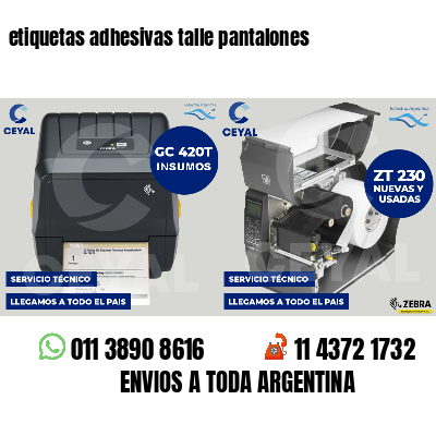 etiquetas adhesivas talle pantalones