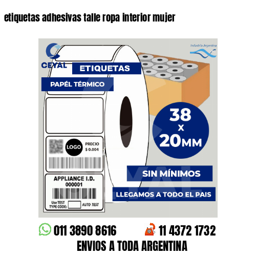 etiquetas adhesivas talle ropa interior mujer