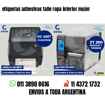 etiquetas adhesivas talle ropa interior mujer