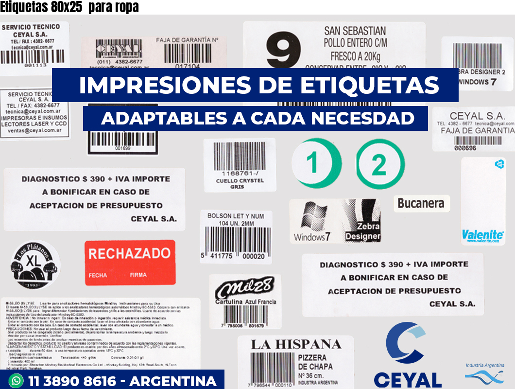 Etiquetas 80x25  para ropa