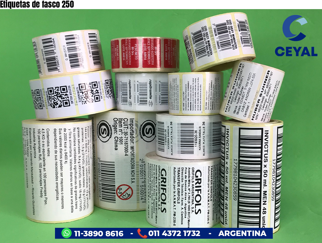 Etiquetas de fasco 250