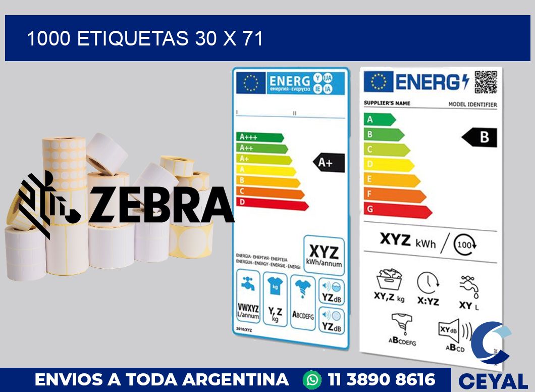 1000 etiquetas 30 x 71