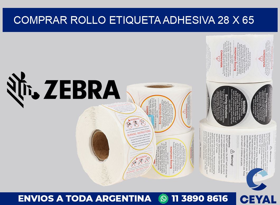 Comprar rollo etiqueta adhesiva 28 x 65