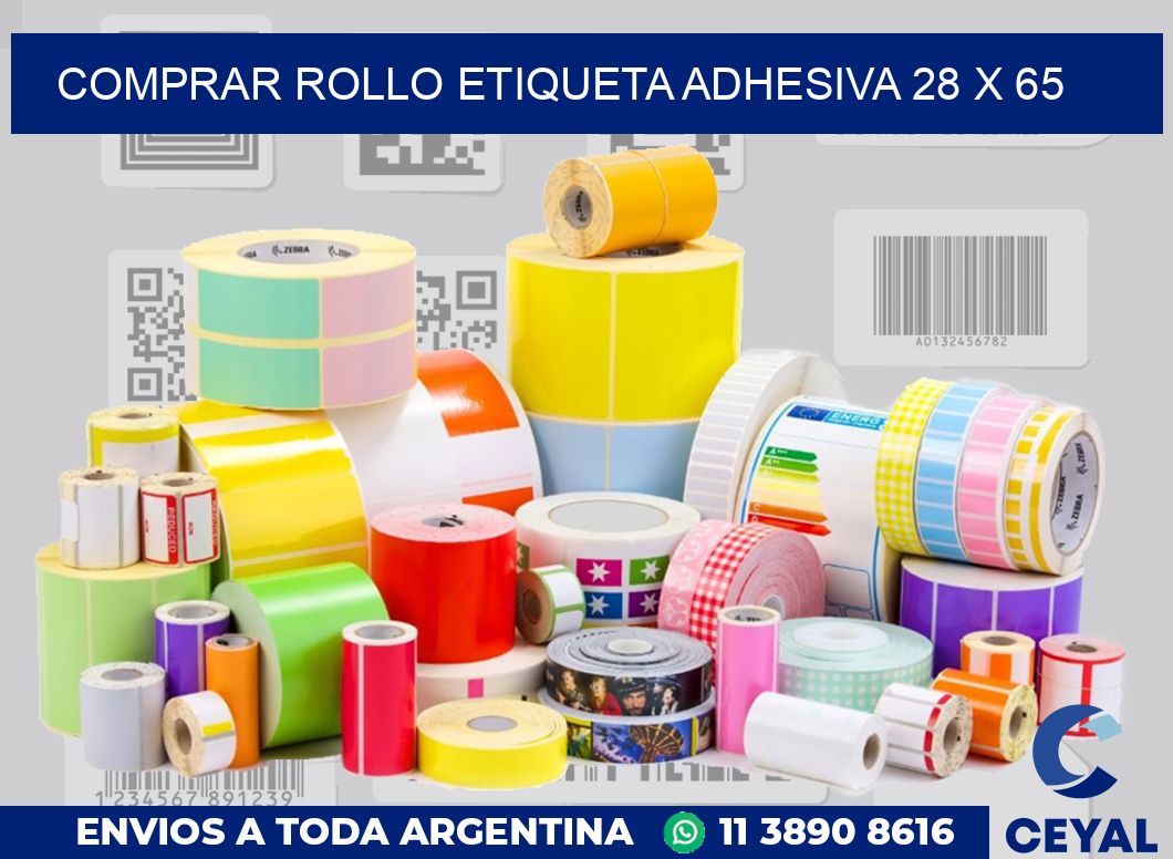 Comprar rollo etiqueta adhesiva 28 x 65