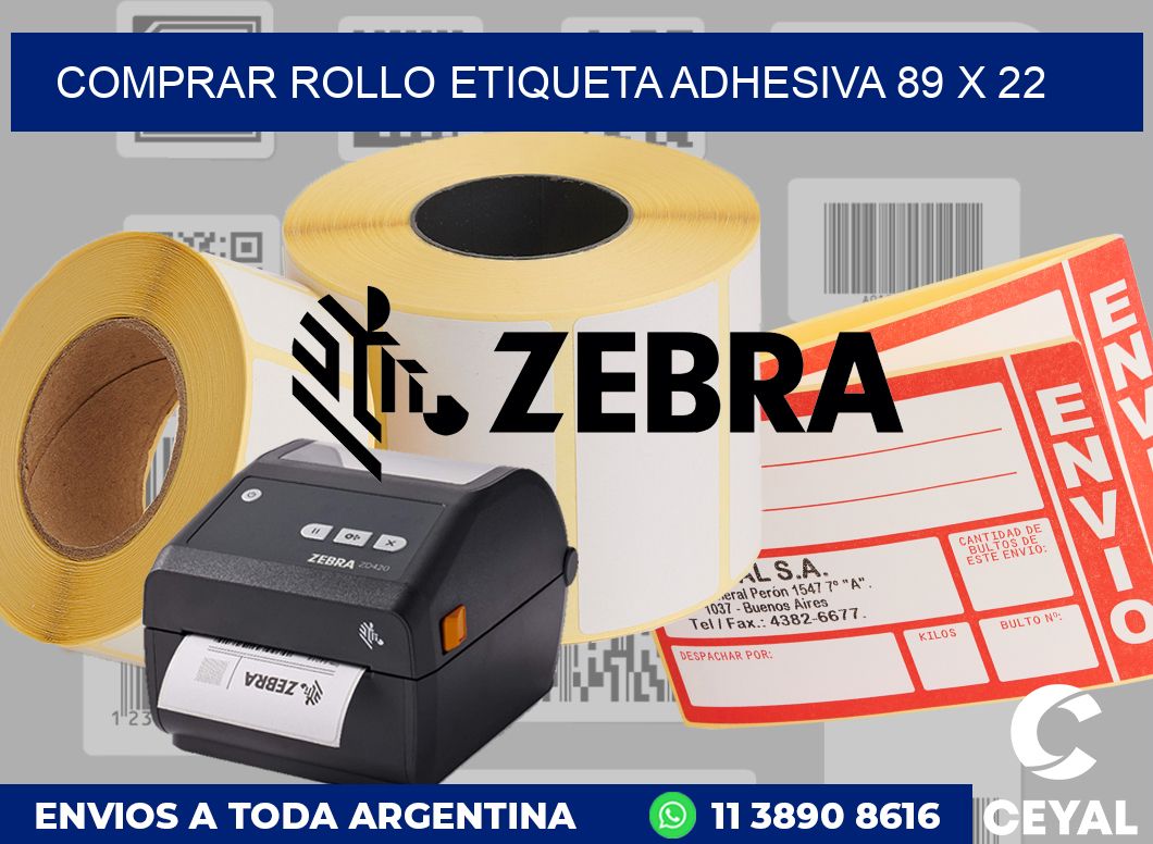 Comprar rollo etiqueta adhesiva 89 x 22