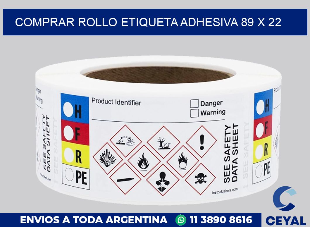 Comprar rollo etiqueta adhesiva 89 x 22